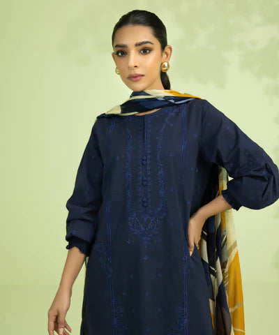 Sapphire 540 Blue Lawn Embroidered three piece