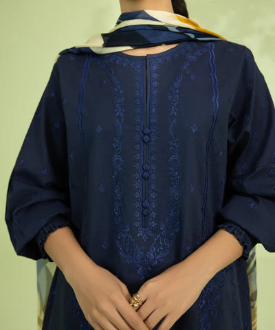 Sapphire 540 Blue Lawn Embroidered three piece