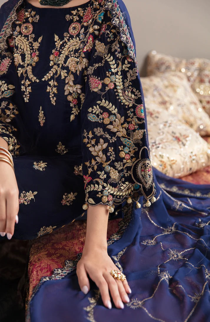 FCC ZC-151m  Embroidered Velvet Three piece With Velvet Shawl  Winter Collection