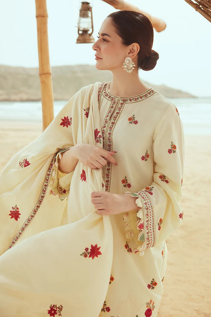 Cross Stitch Embroidered Dhanak Three Piece CS-840
