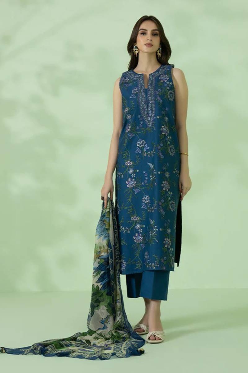 Sapphire Embroidered Dhanak Three Piece SPW-879