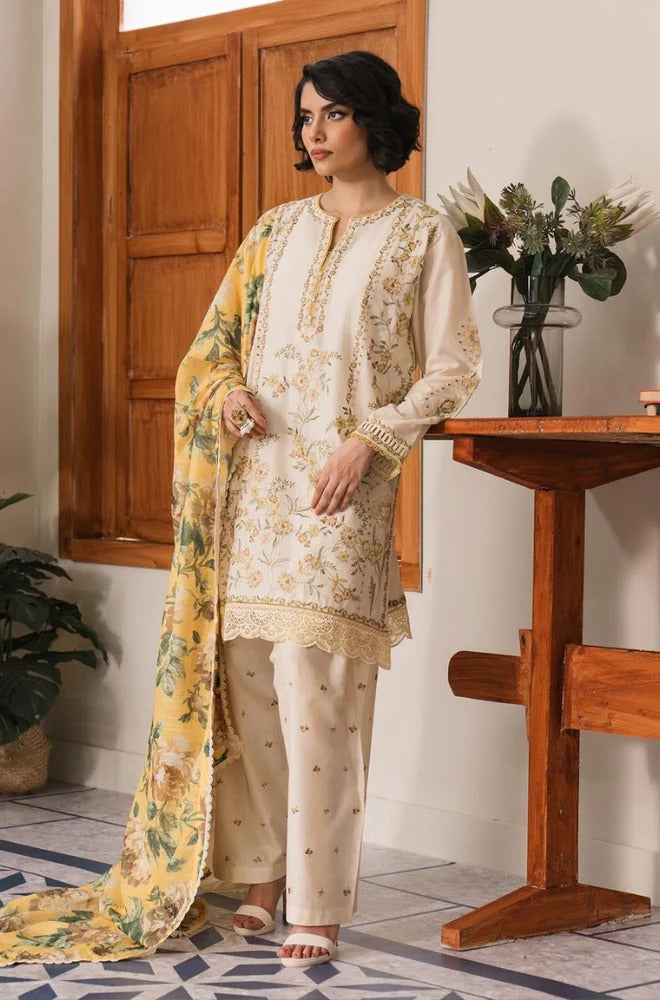 Sapphire Embroidered Dhanak Three Piece D-ET03