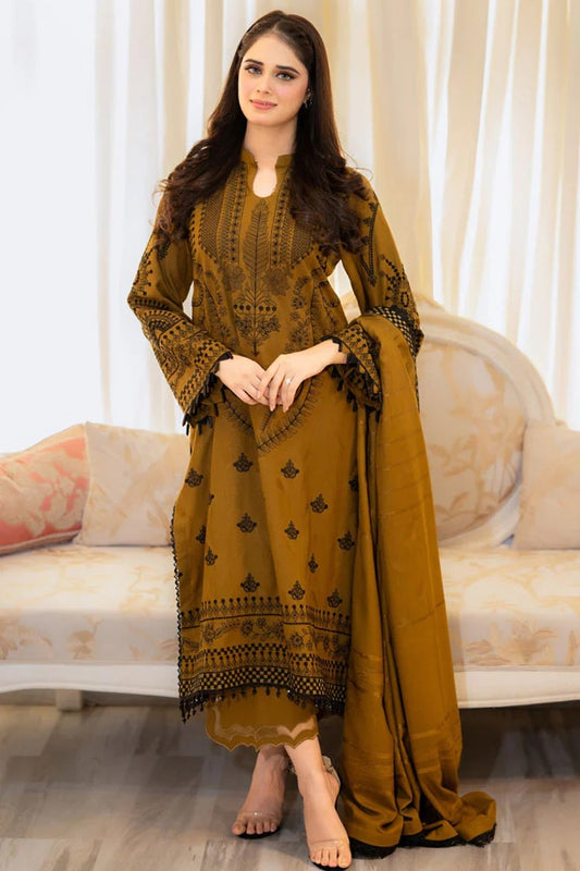 zarashahjhan Embroidered Dhanak Three Piece coco-66