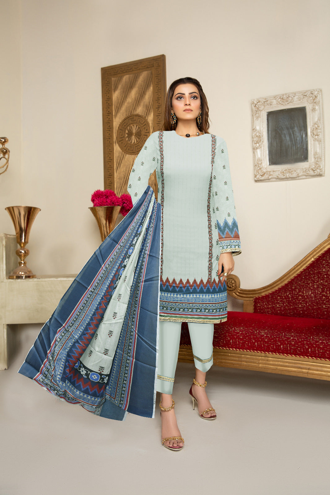 M-Print 105 Lawn Digital Printed Three Piece
