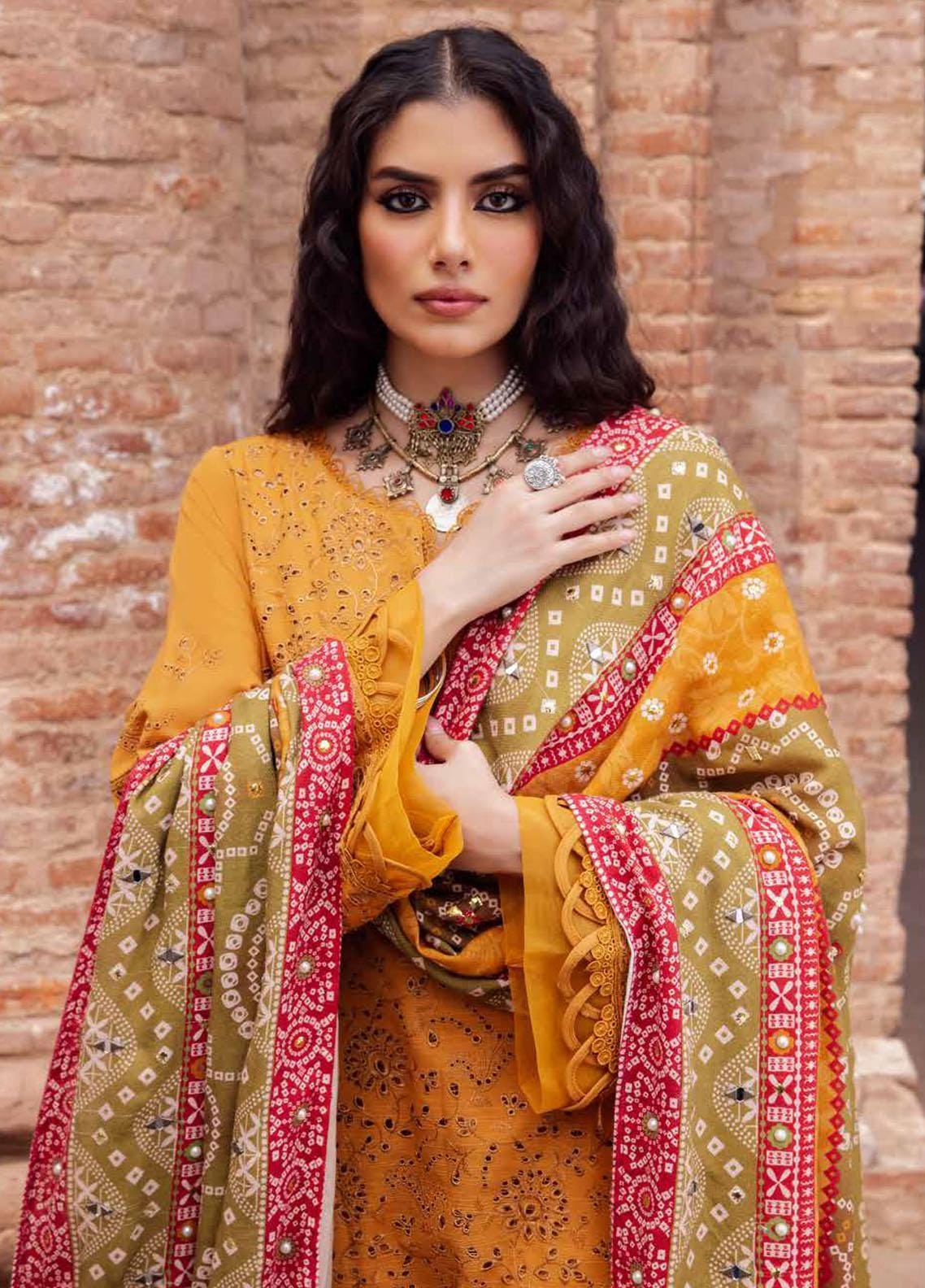 Chikenkari Dhanak Embroidered Winter Collection (D-763 Musturd yellow)