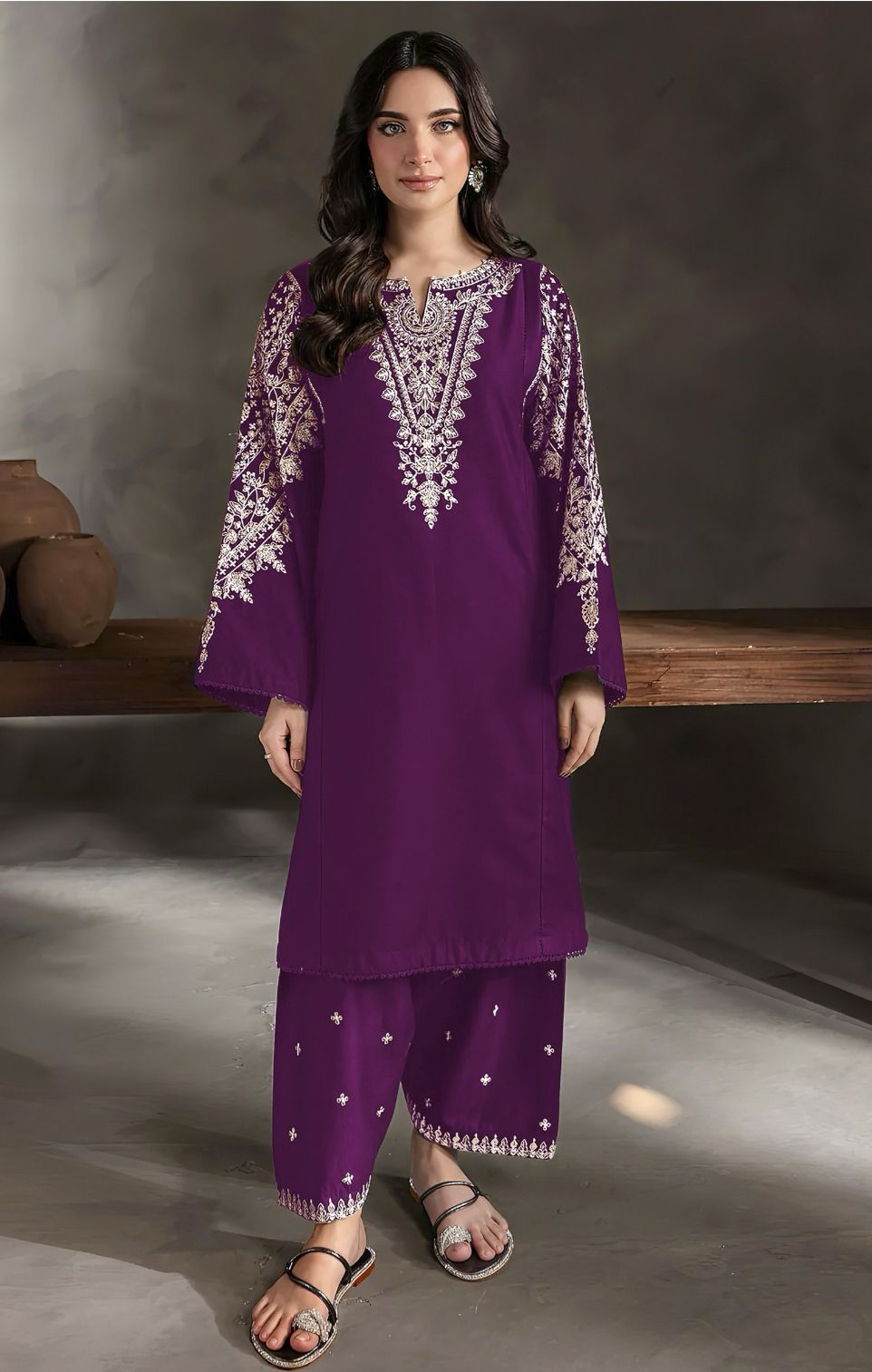 batik Embroidered Lawn two Piece - Noor's Collection D-268