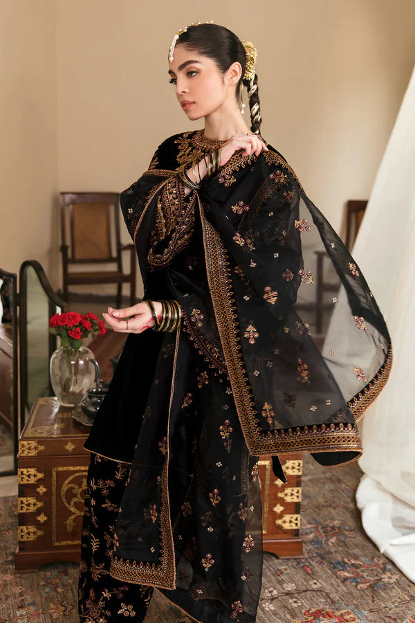 FCC ZC-126 Embroidered Velvet Three piece With Velvet Shawl  Winter Collection