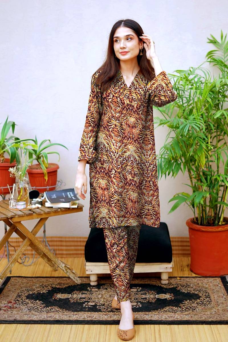 Charizma Linen Printed 2PC (D-504)