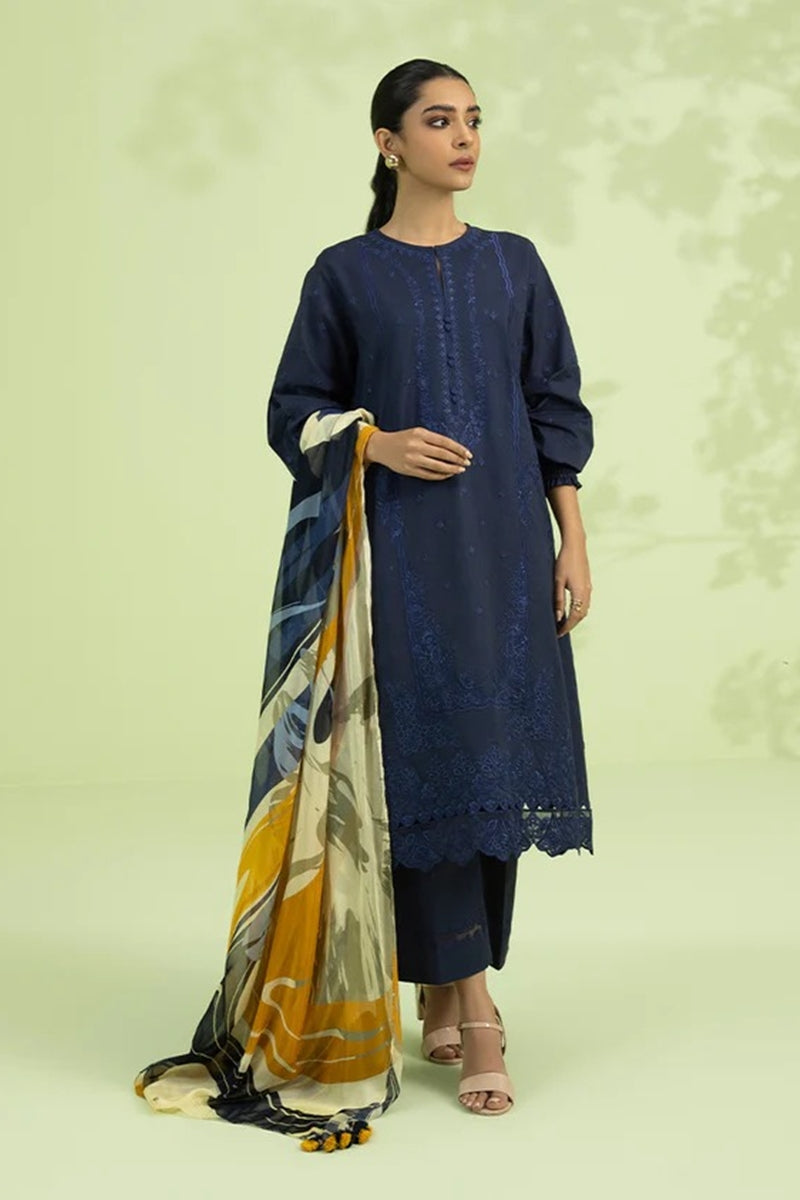 Sapphire 540 Blue Lawn Embroidered three piece