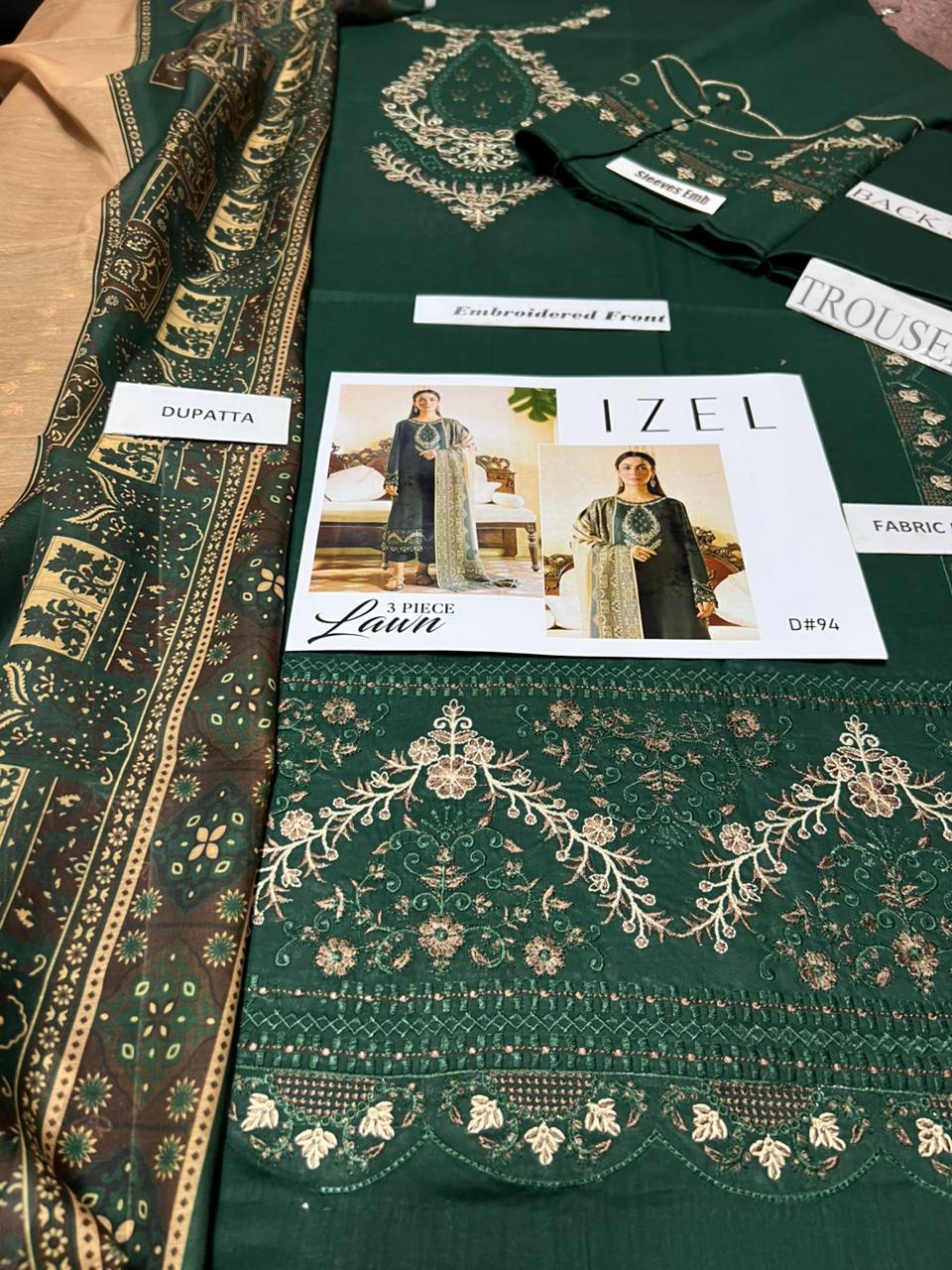 Izel Embroidered lawn Three Piece IZ-94