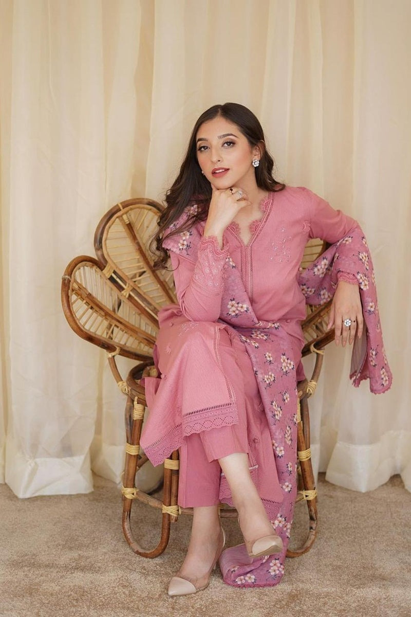 femalechoice Fcc-437 Dhanak Embroidered three piece With Dhanak Shawl