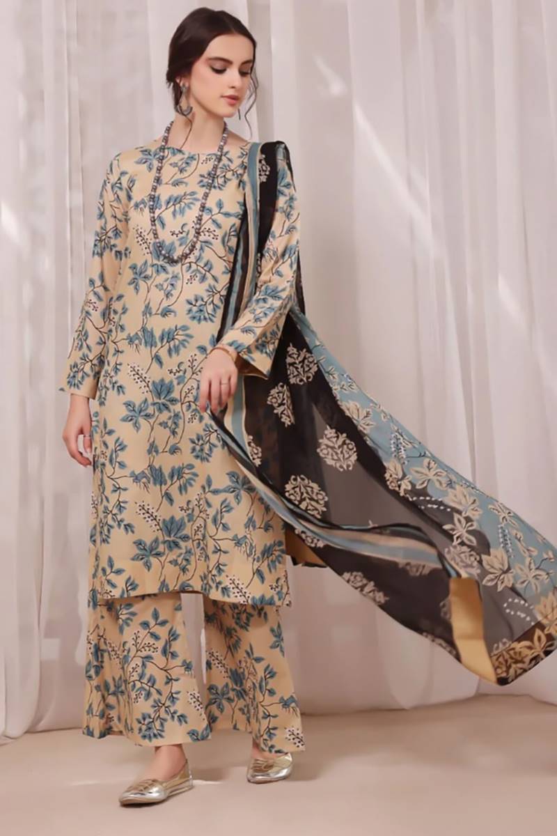 fcc-837Printed Airjet Viscous Silk Three Piece