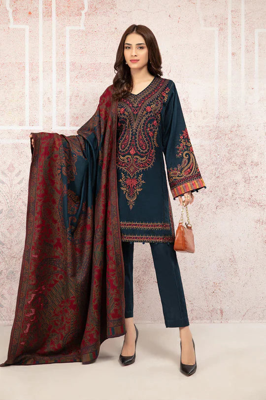 Qalamkar Embroidered Dhanak Three Piece QL-1022