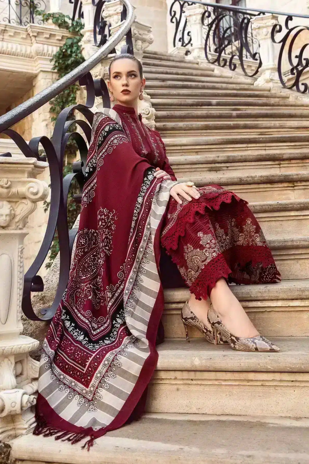 Maria B Embroidered Lawn Three Piece MB-844 Mehron