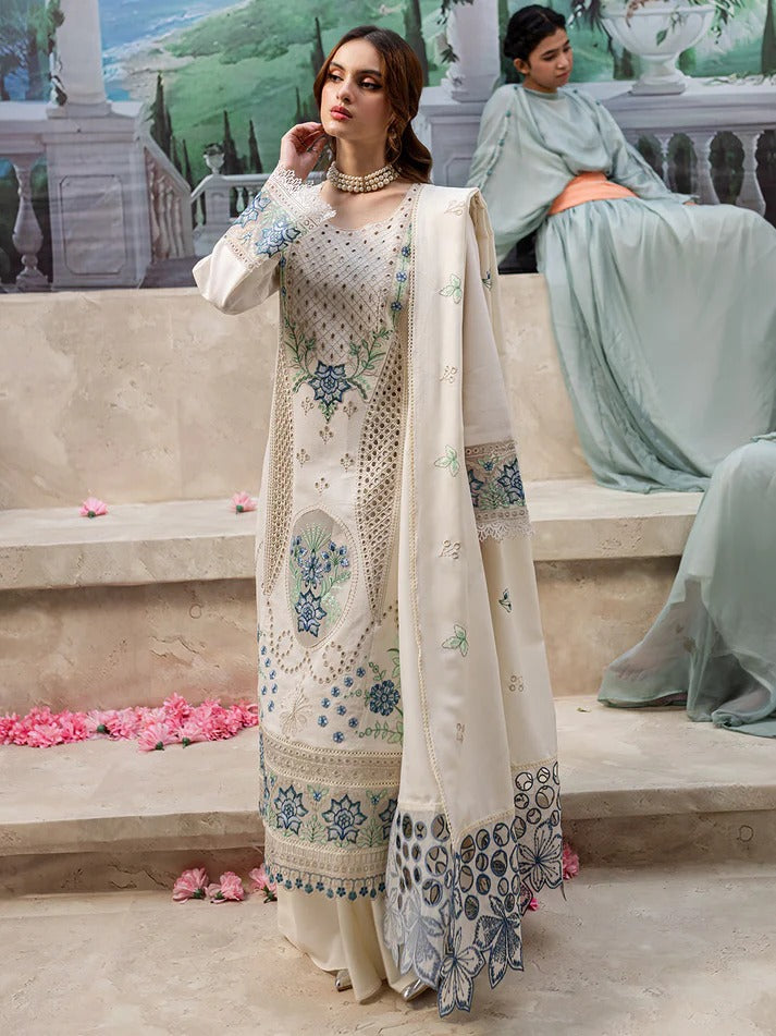 Chikenkari Qalamkar Embroidered lawn Three Piece QL-1024