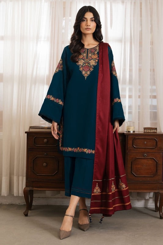 Jazmin D-407 Embroidered Dhanak Three Piece Winter Collection