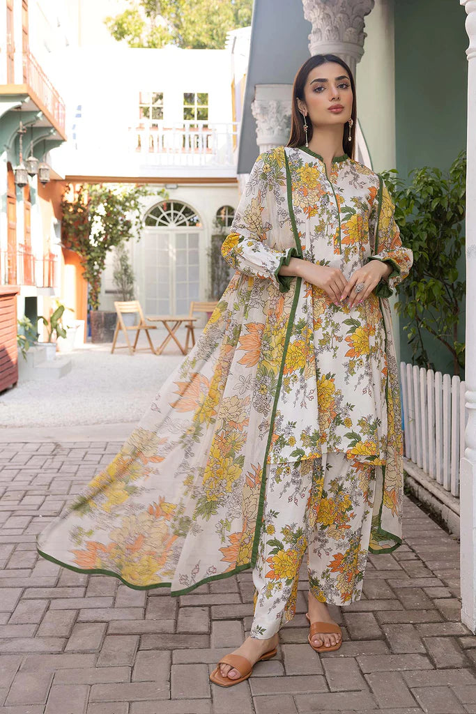 Charizma Linen Printed 3PC (D-502)