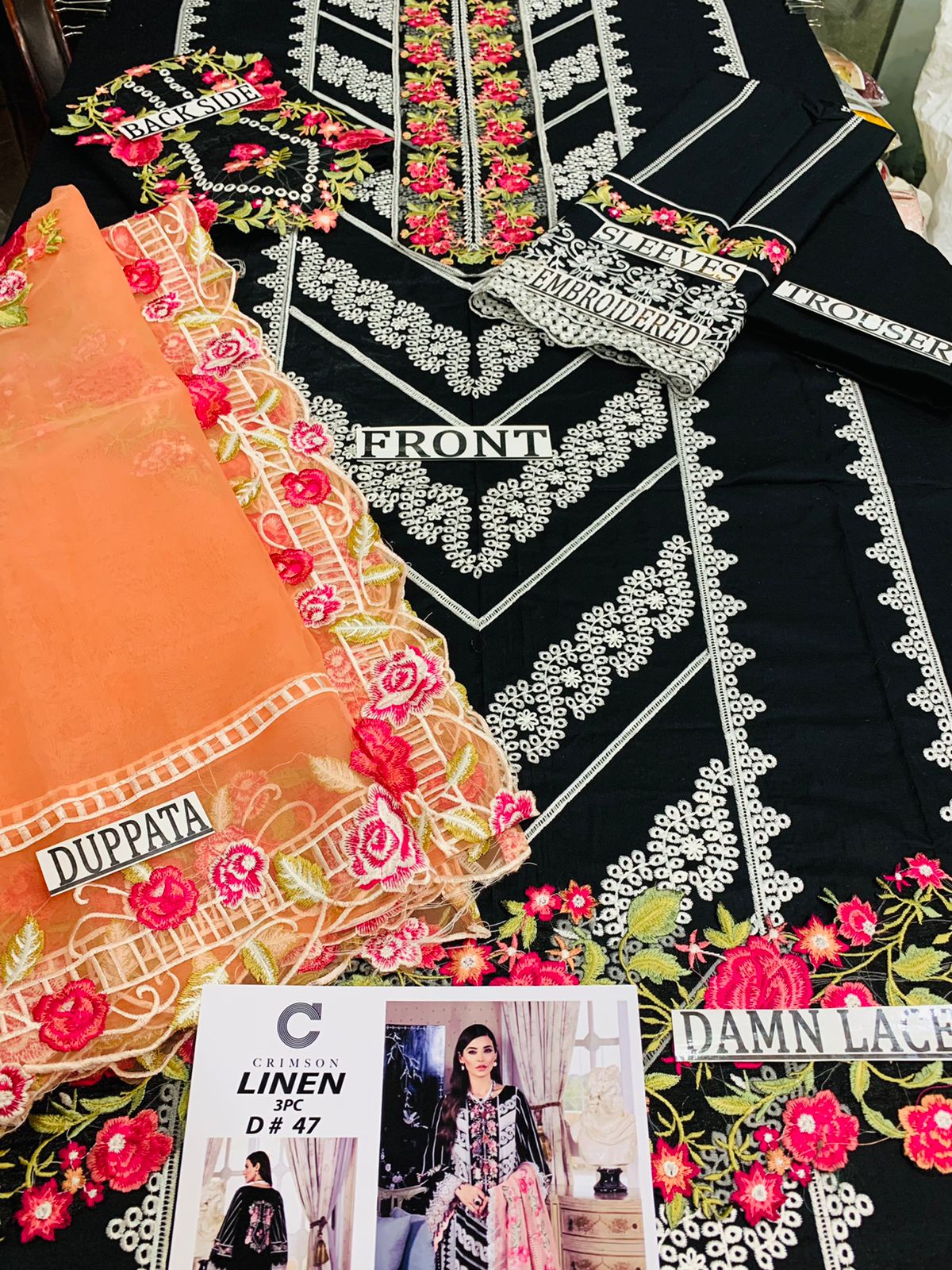 Crimsonn CR-01 Black Embroidered Lawn Three Piece Summer Collection