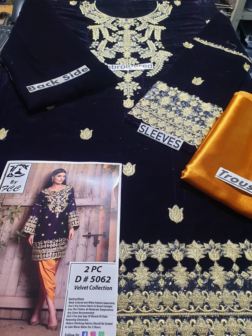Nishat NL-5062 purple Embroidered Velvet two piece Winter Collection