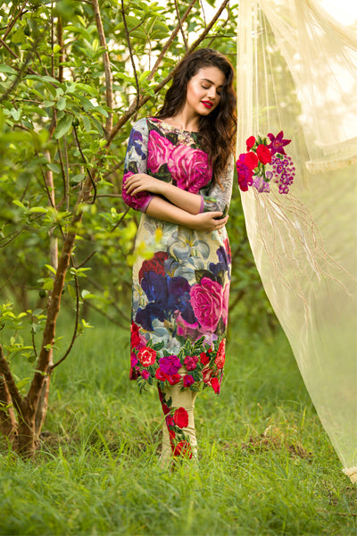 Asifa Nabeel AN-47 Linen three piece suit with Woolen Shawl