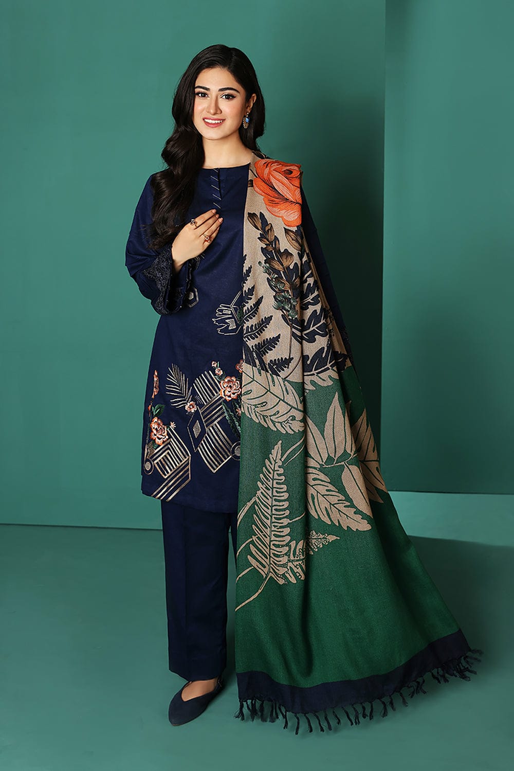 Nishat 539 Blue Lawn Embroidered three piece