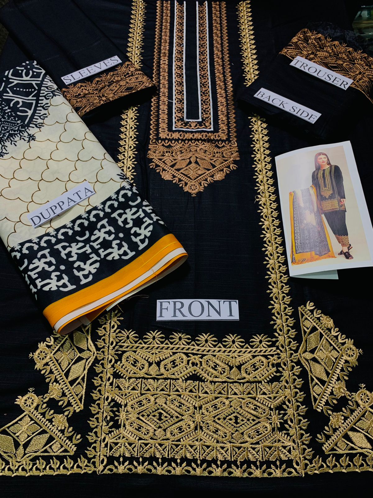 Khaadi KO18403 Black Dhanak Embroidered three piece With Pashmina Shawl
