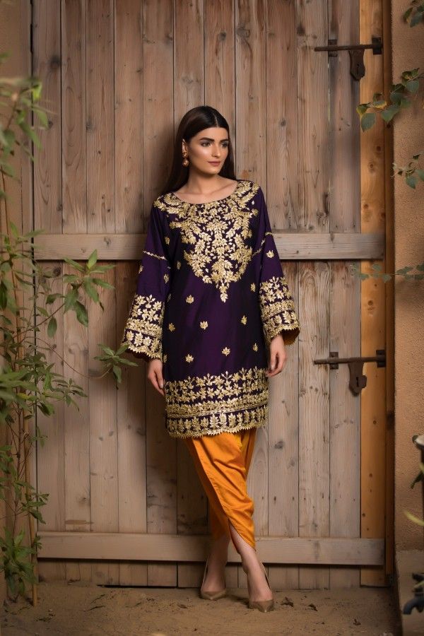 Nishat NL-5062 purple Embroidered Velvet two piece Winter Collection