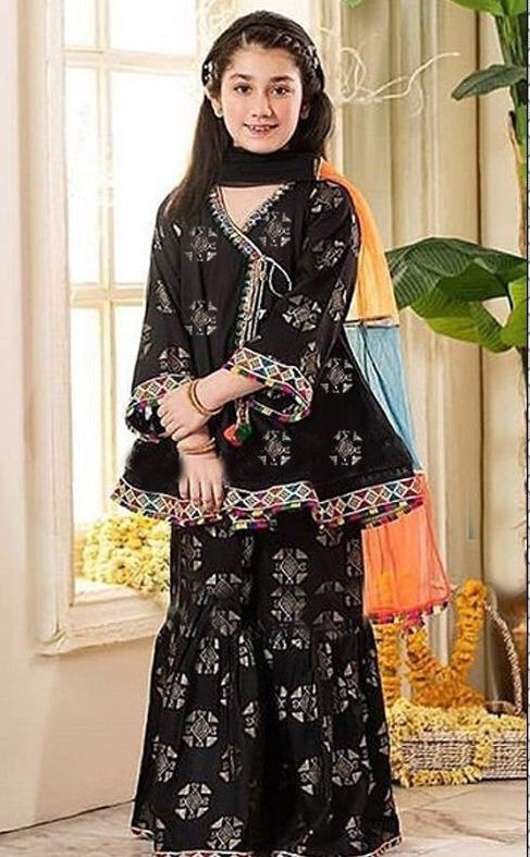 Charizma D-183 kids Wear Lawn Embroidered two piece