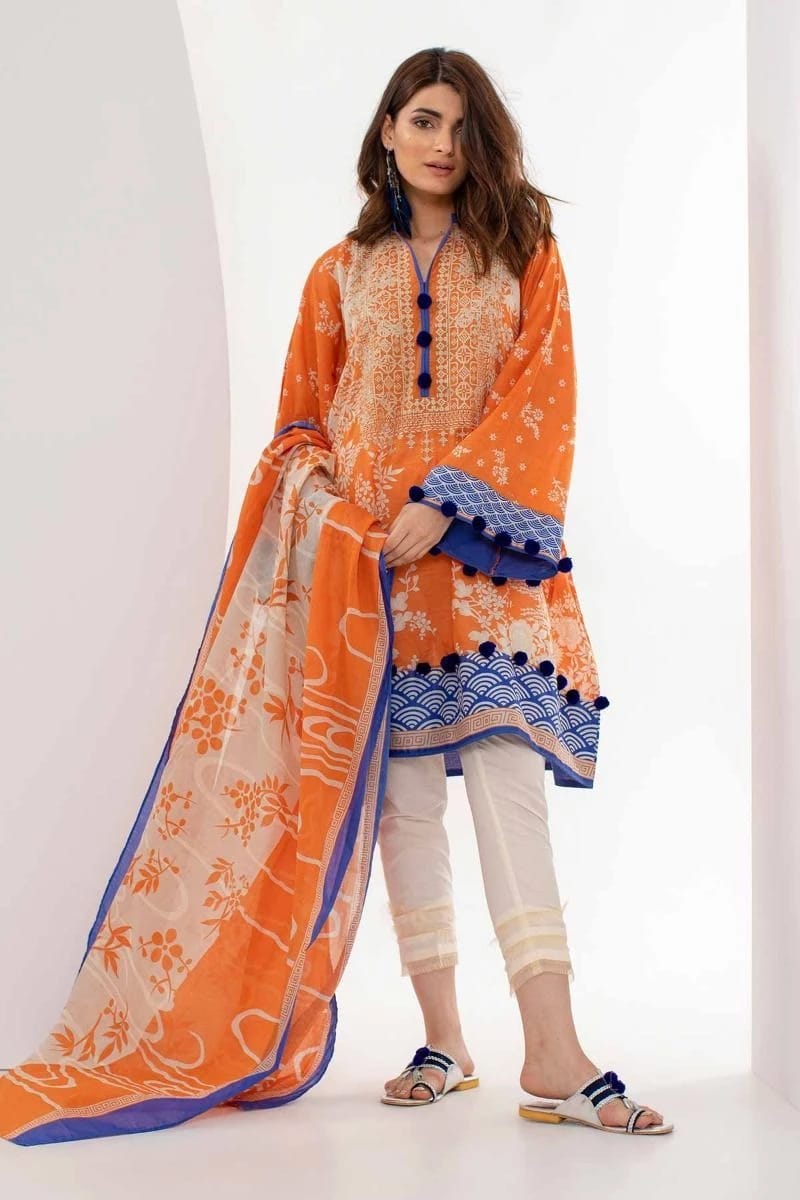 khaadi orange dress Khaadi B210214 Orange Eid Collection 2021 Sara Clothes