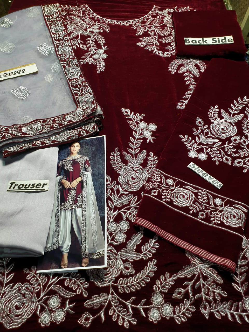 Zainab Chottani ZC-42 Embroidered Velvet Three piece Winter Collection