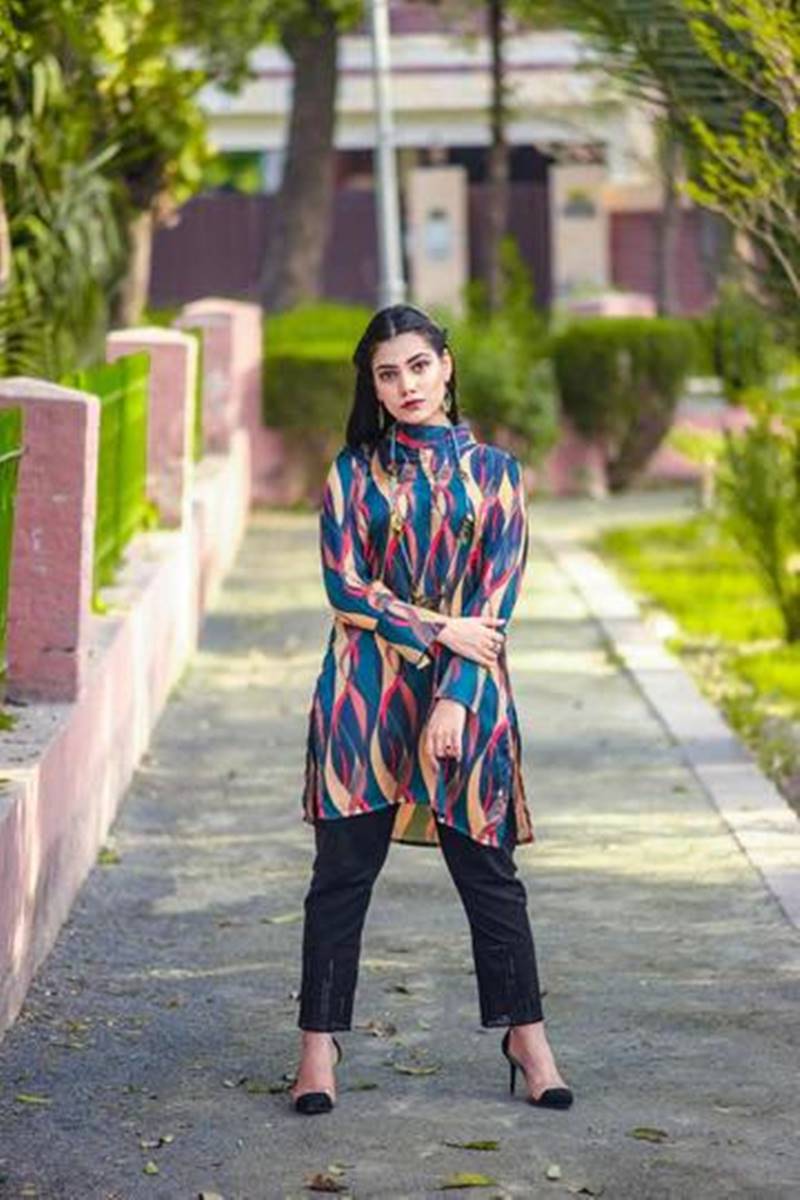 Batik D-139 Blue Color Embroidered Katan Silk two piece