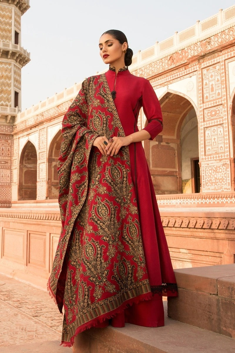 Bareeze FCC-193 RED Embroidered Dhanak Three Piece Winter Collection