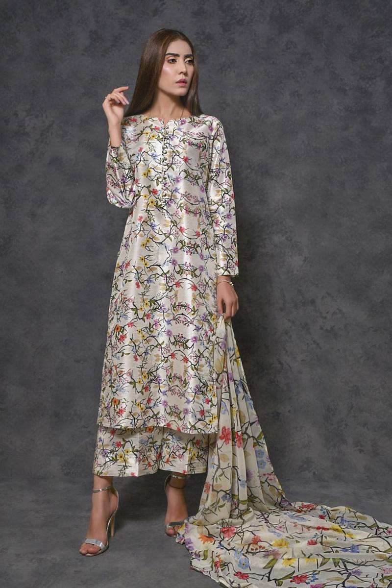 Fcc-1095 Printed Airjet Viscous Silk Three Piece