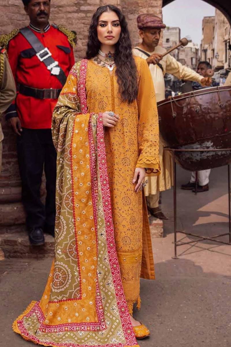 Chikenkari Dhanak Embroidered Winter Collection (D-763 Musturd yellow)