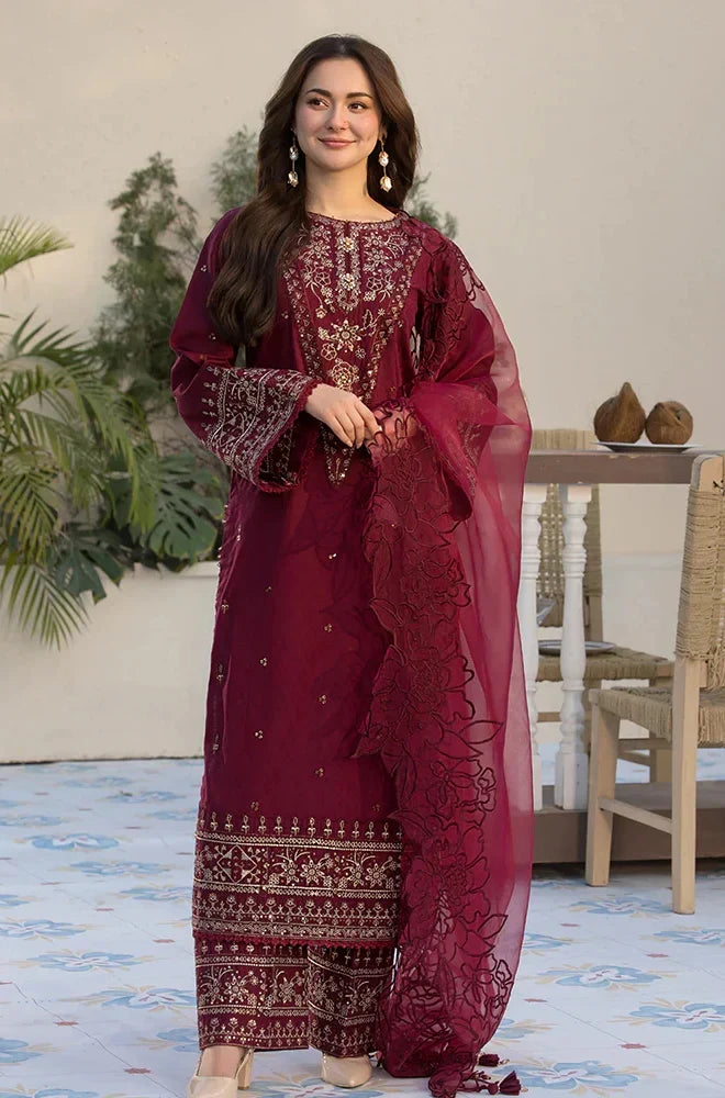FCC ZC-1014 Embroidered Velvet Three piece  Winter Collection