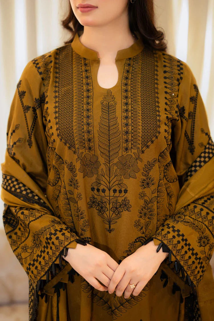 zarashahjhan Embroidered Dhanak Three Piece coco-66