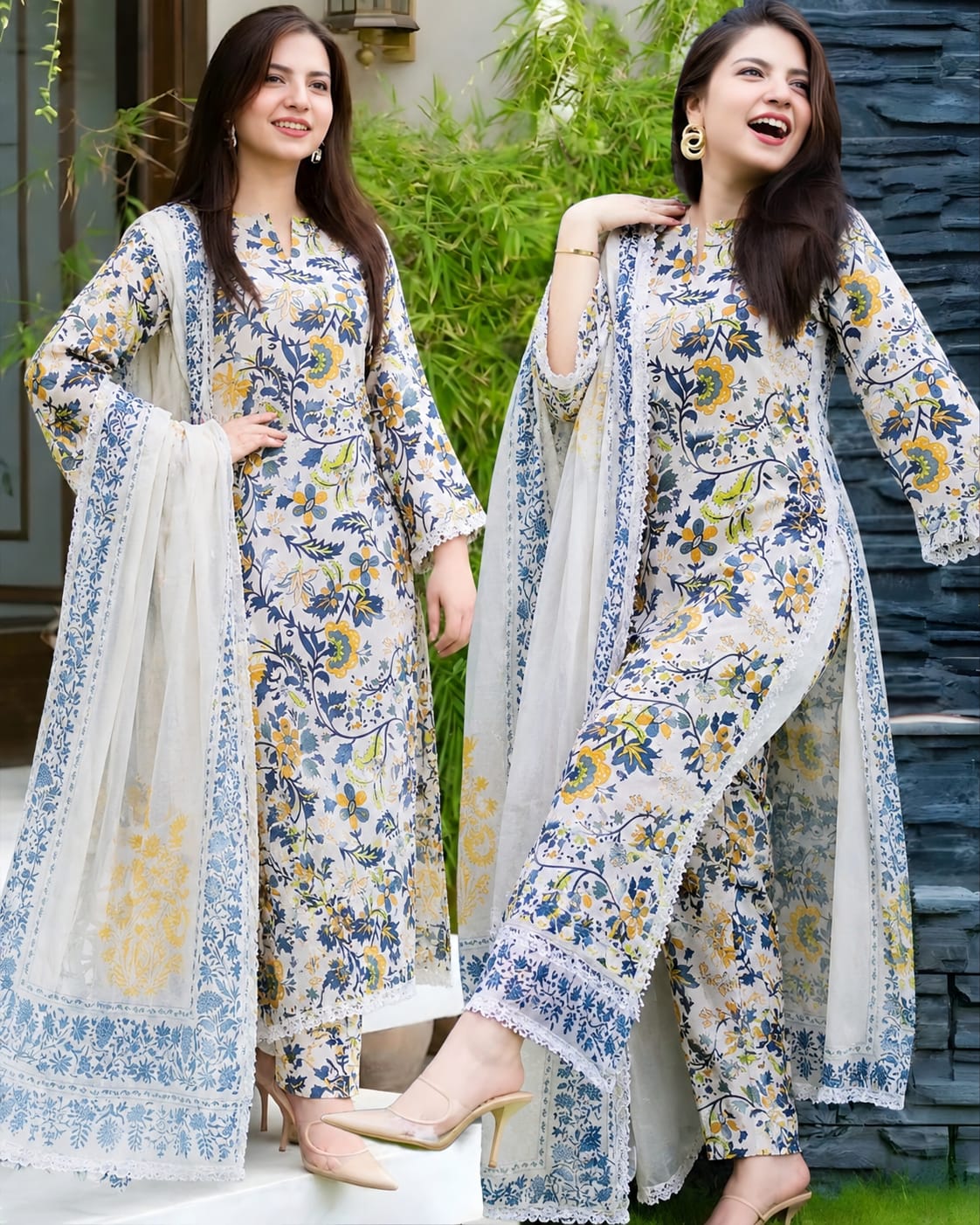 Femalechoice Syra 3 Piece - Printed Lawn Suit | D - 349