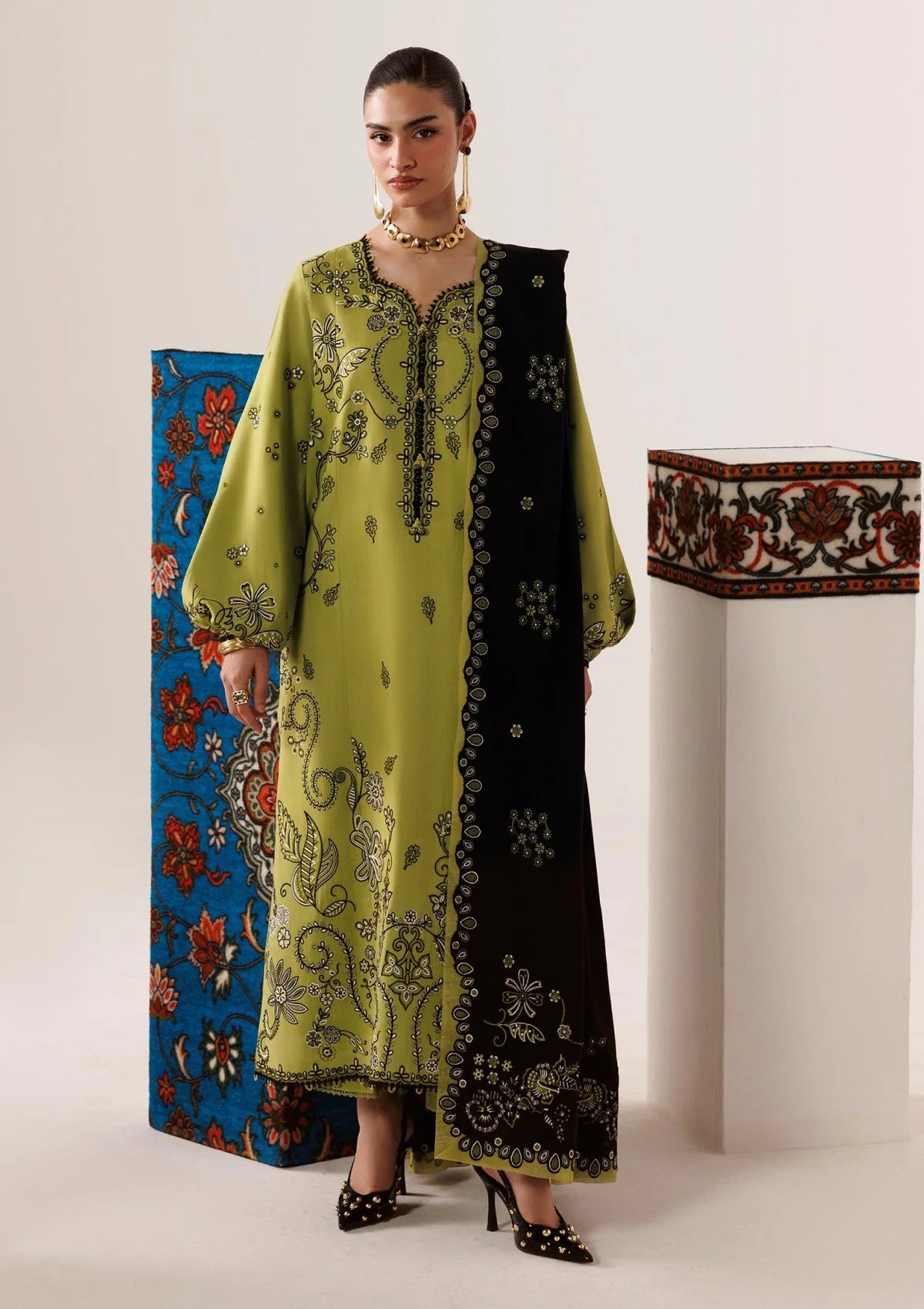 Qalamkar D-417 Embroidered Dhanak Three Piece Winter Collection (Copy)