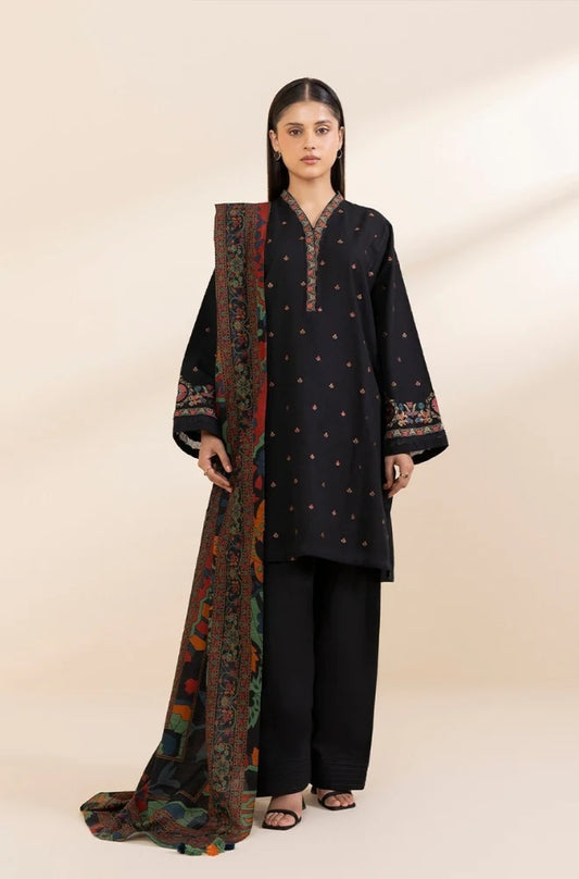 sapphire Embroidered lawn Three Piece SP-716 Black