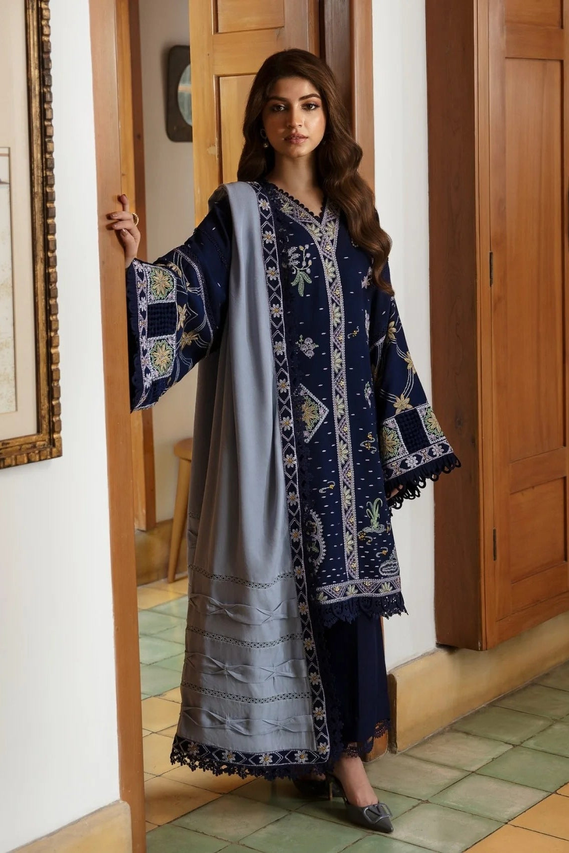 Coco Embroidered Dhanak Three Piece D-234