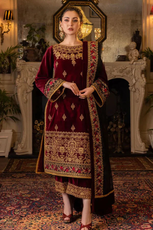 Zainab Chotani ZC-221 Embroidered Velvet Three piece  Winter Collection
