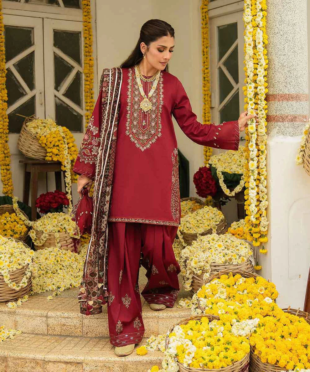 Sapphire Embroidered Dhanak Three Piece D-68