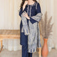 Fcc-841 Blue  Lawn Embroidered three piece With Viscous Duppata