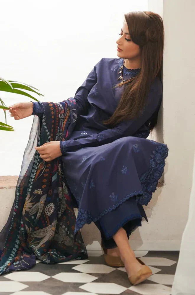 SERAN Embroidered Dhanak Three Piece SR-715