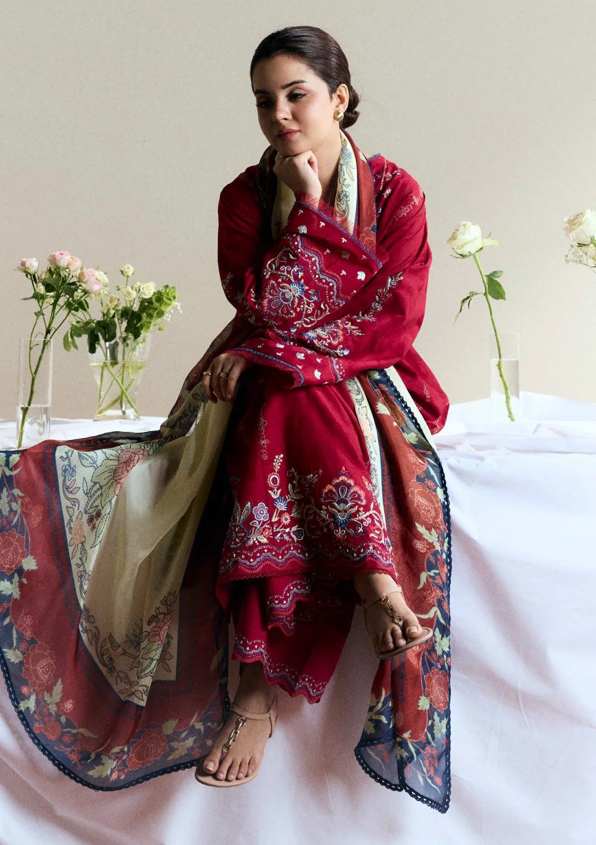 Zara Shahjahan Embroidered Dhanak Three Piece D-81