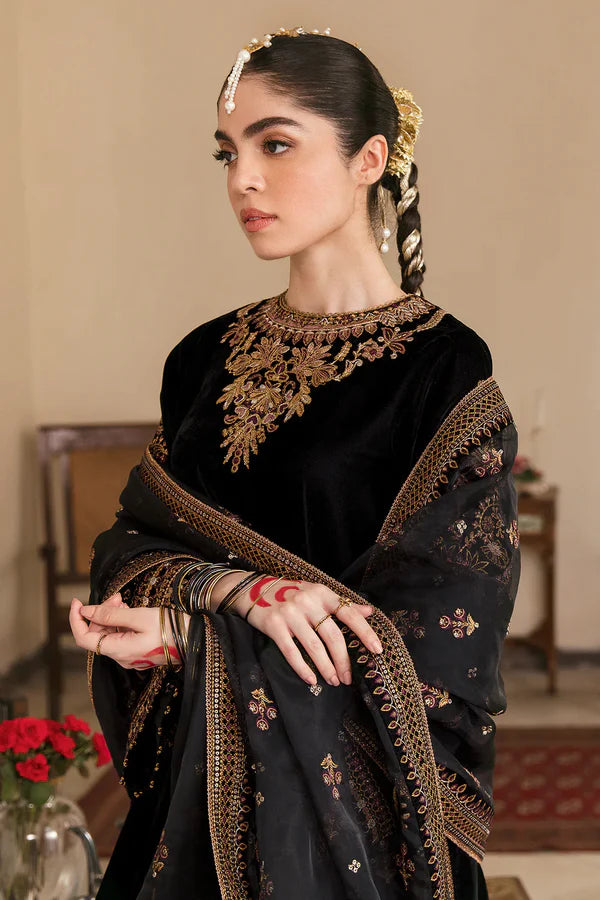 FCC ZC-126 Embroidered Velvet Three piece With Velvet Shawl  Winter Collection
