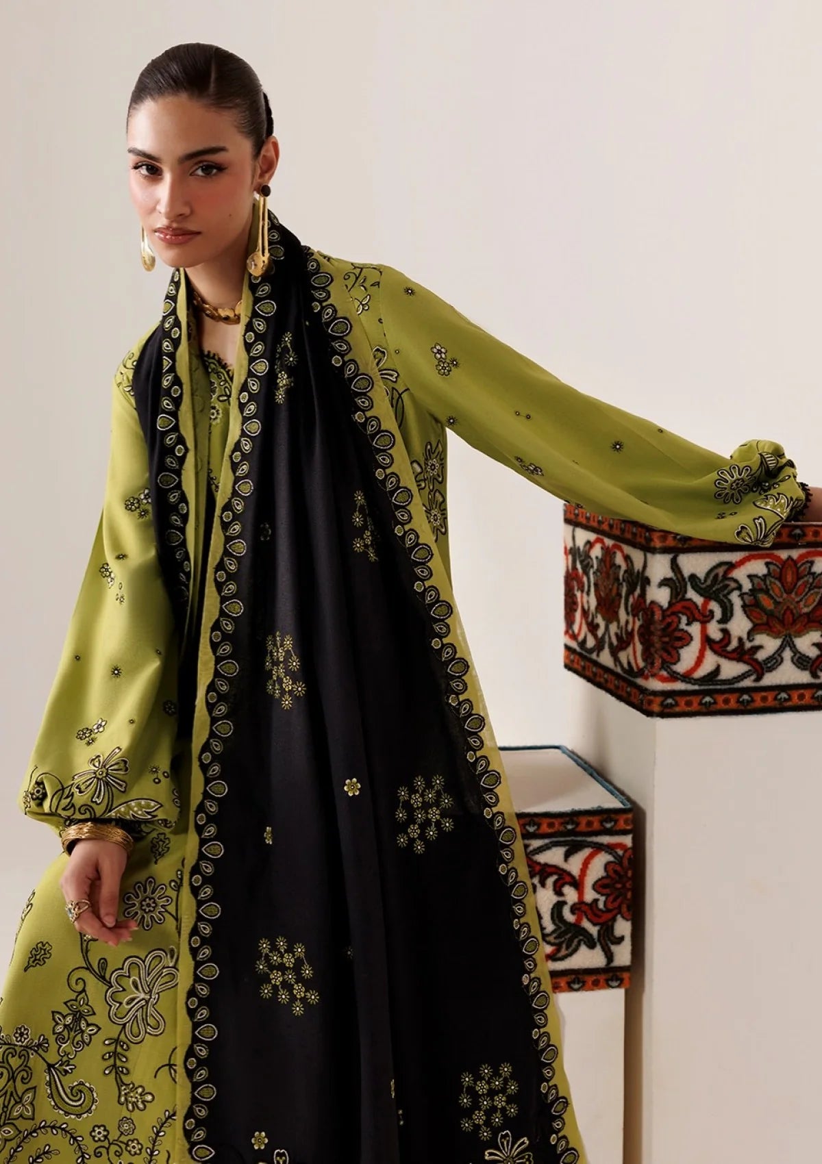 Qalamkar D-417 Embroidered Dhanak Three Piece Winter Collection (Copy)