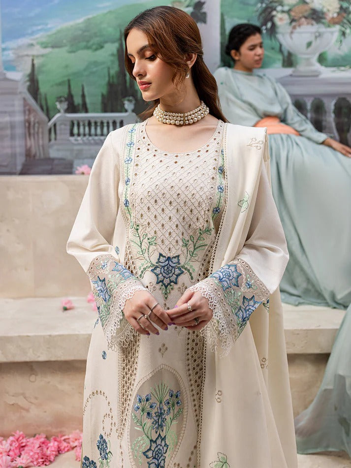 Chikenkari Qalamkar Embroidered lawn Three Piece QL-1024