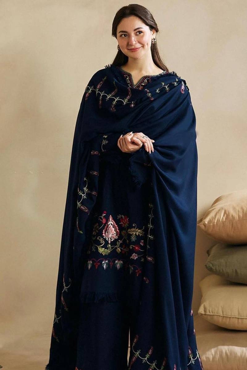 Zara Shah Jhan Embroidered Dhanak Three Piece ZSJ-15 Blue