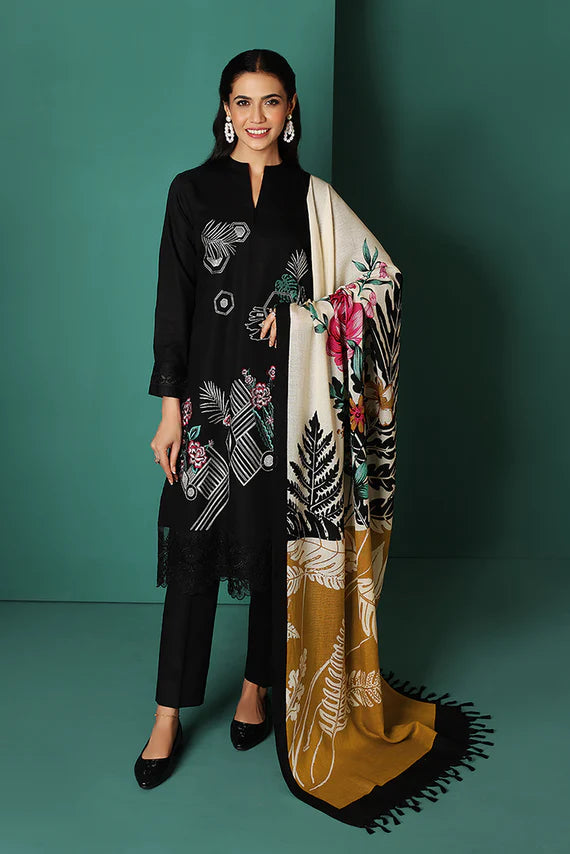 Nishat Dhanak Embroidered 3PC (D-539) Black